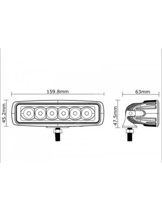 PHARE DE TRAVAIL RECTANGULAIRE 6 LEDS 12/24V