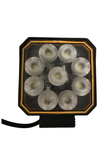 PHARE DE TRAVAIL 9 LEDS CARRE NOIR 1500 LUMENS