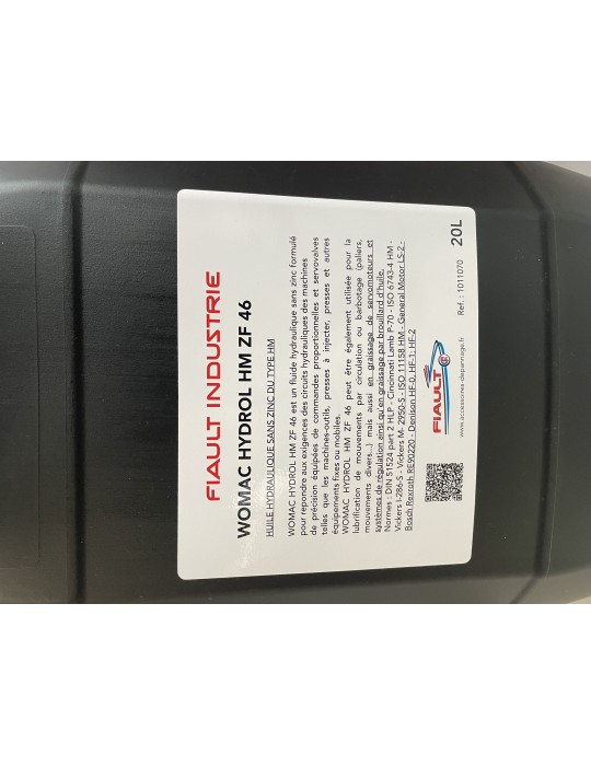 BIDON 20L HUILE HYDRAULIQUE WOMAC HYDROL HM ZF 46