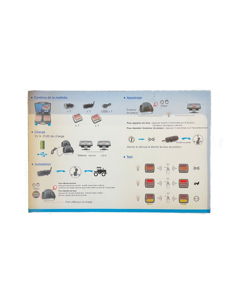 MALLETTE FEUX DE REMORQUAGE MAGNETIQUE RADIO 12V