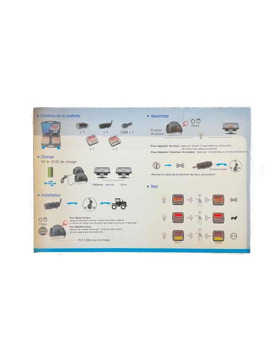 MALLETTE FEUX DE REMORQUAGE MAGNETIQUE RADIO 12V