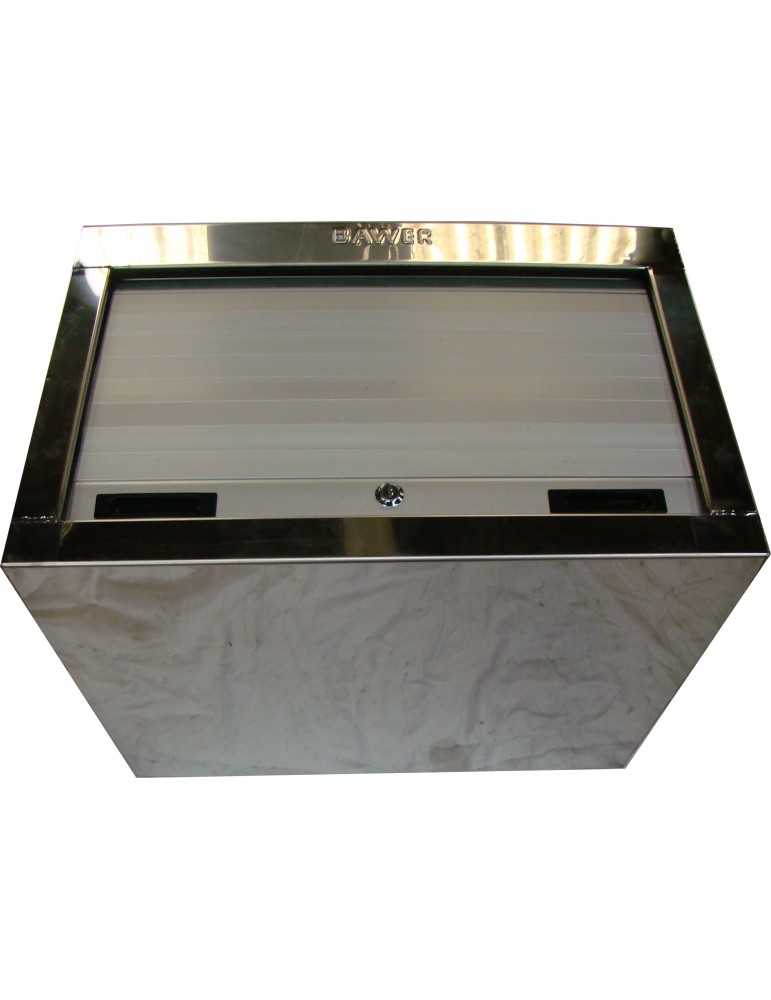 POLISHED STAINLESS STEEL STORAGE BOX WITH CURTAIN