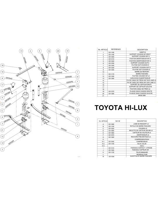 PIECES SUSPENSION ARRIERE PF3000 TOYOTA HILUX