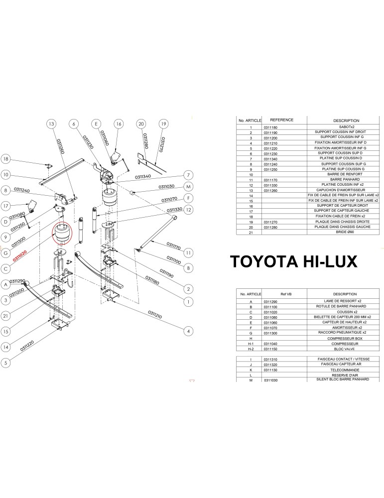 PIECES SUSPENSION ARRIERE PF3000 TOYOTA HILUX