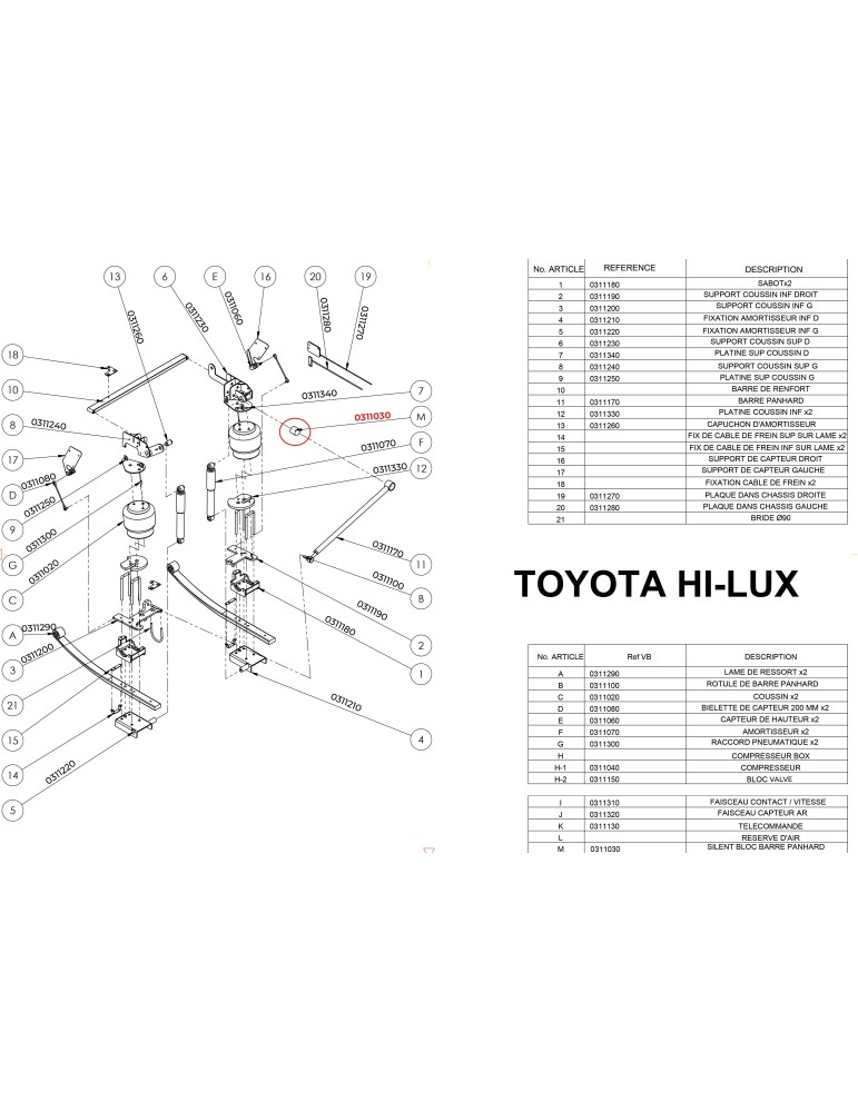 PF3000 Rear Suspension Parts for the Toyota Hilux