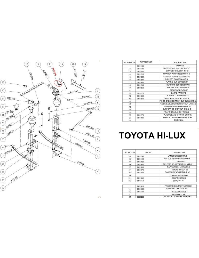 PF3000 Rear Suspension Parts for the Toyota Hilux