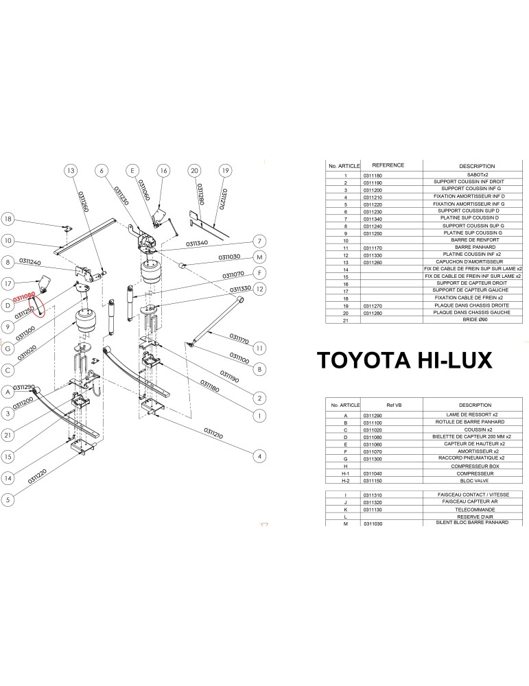 PF3000 Rear Suspension Parts for the Toyota Hilux