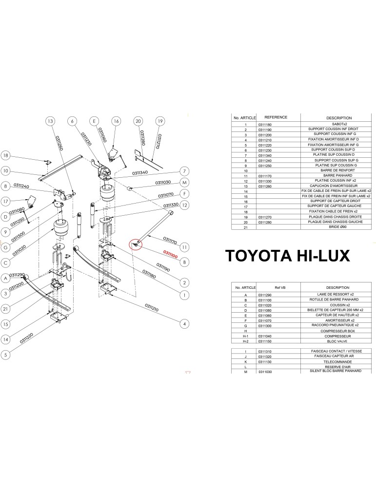 PIECES SUSPENSION ARRIERE PF3000 TOYOTA HILUX