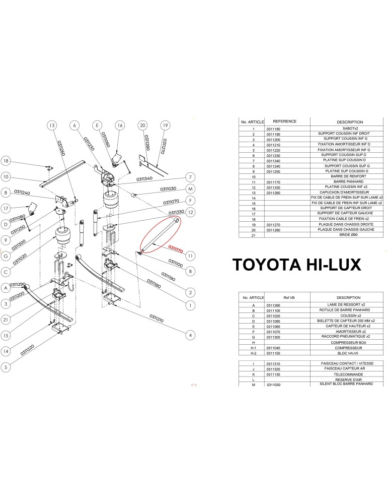 PF3000 Rear Suspension Parts for the Toyota Hilux