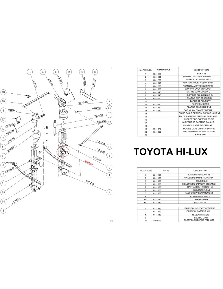PIECES SUSPENSION ARRIERE PF3000 TOYOTA HILUX