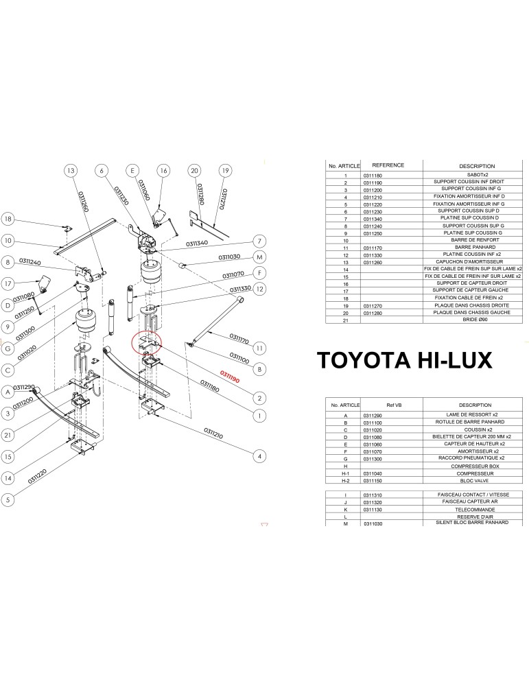 PF3000 Rear Suspension Parts for the Toyota Hilux