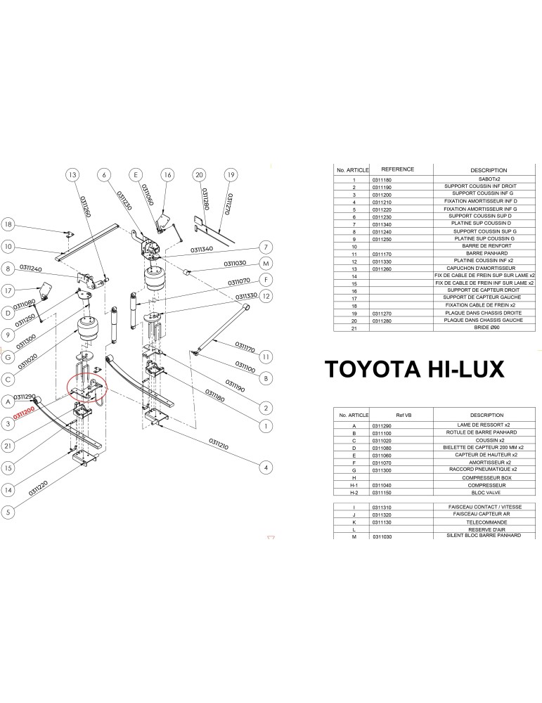 PF3000 Rear Suspension Parts for the Toyota Hilux