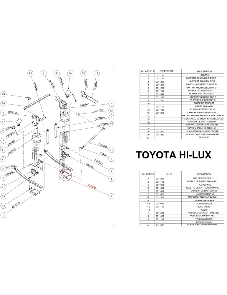 PIECES SUSPENSION ARRIERE PF3000 TOYOTA HILUX