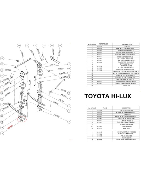 PIECES SUSPENSION ARRIERE PF3000 TOYOTA HILUX