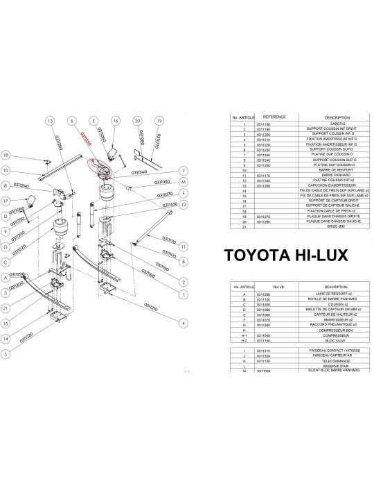 PIECES SUSPENSION ARRIERE PF3000 TOYOTA HILUX