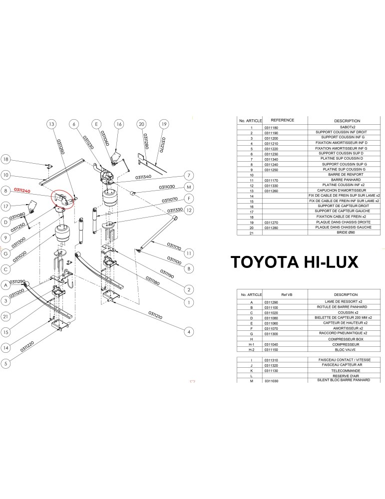 PIECES SUSPENSION ARRIERE PF3000 TOYOTA HILUX