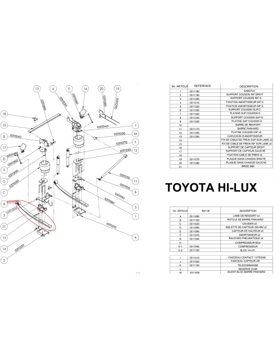 PIECES SUSPENSION ARRIERE PF3000 TOYOTA HILUX