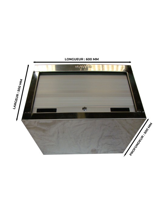 POLISHED STAINLESS STEEL STORAGE BOX WITH CURTAIN